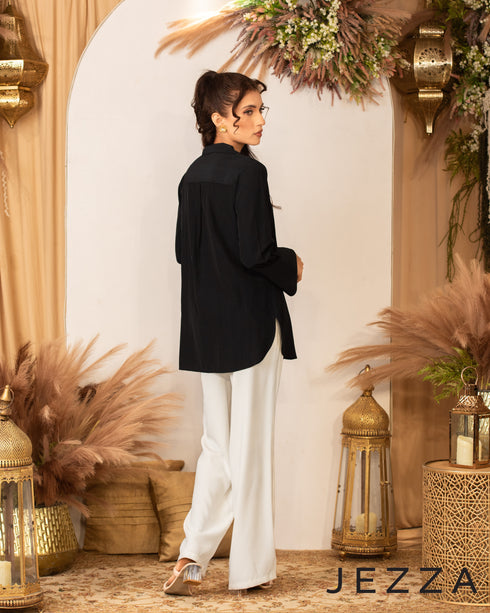 Button-Down Cotton Lapel Top 62112